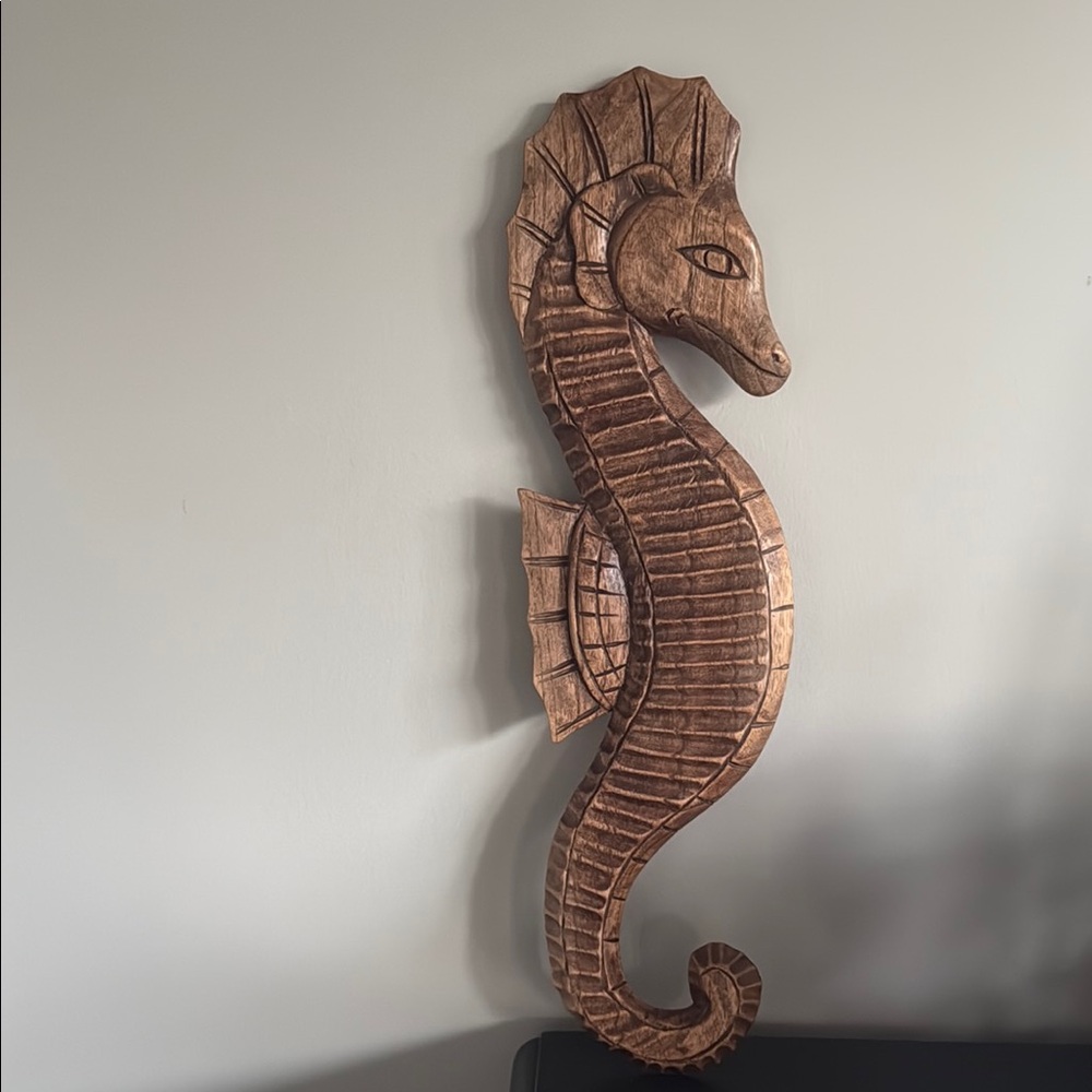 Hand Carved Wooden Seahorse decor art
